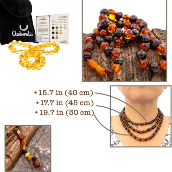 - Amberalia ADULT Baltic Amber Necklace - Polish Multicolor -17.7" (45cm) - Picture 12 of 12